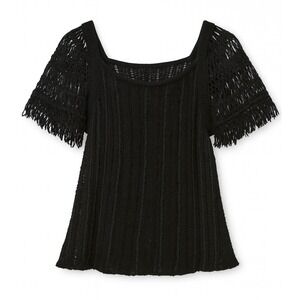 Free People Crochet Knit Festival Top Fringe Sleeve Boho Fairy Womens M